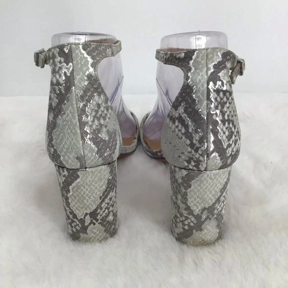 Banana Republic Leather Faux Embossed Reptile Print Ankle Strap Sandal Size 7.5 - Picture 5 of 11